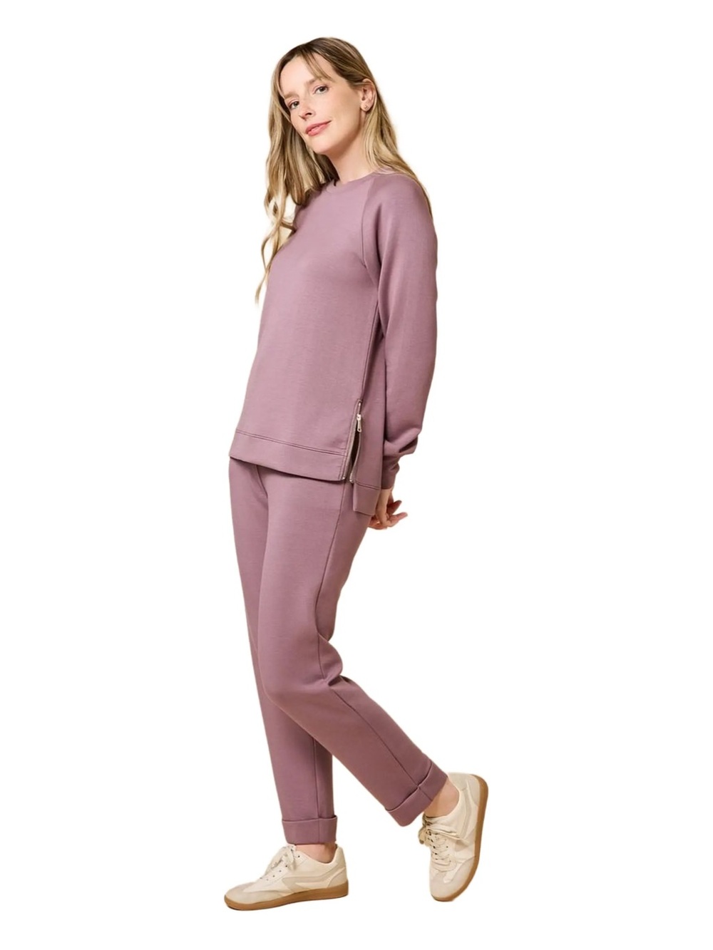 🆕 Softies DreamTech Crew Tunic w/ Side Zip & Ankle Cuff Pant-Driftwood NWT SZ M